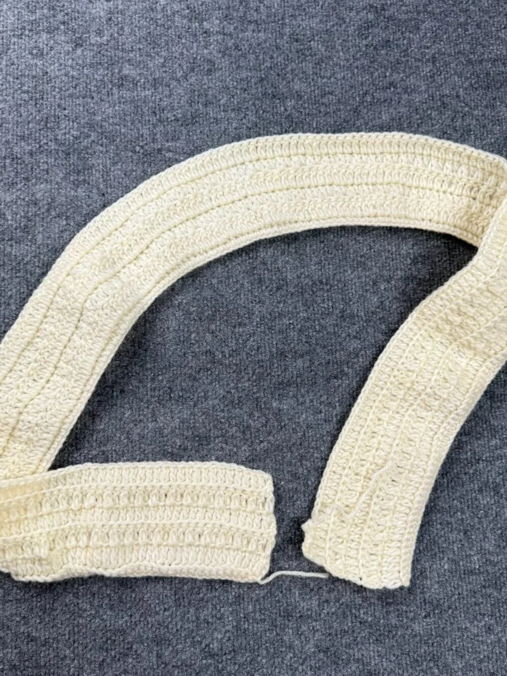 Handmade Off-White Crochet Scarf/Headband Wool Blend Cream Minimalist Accessory